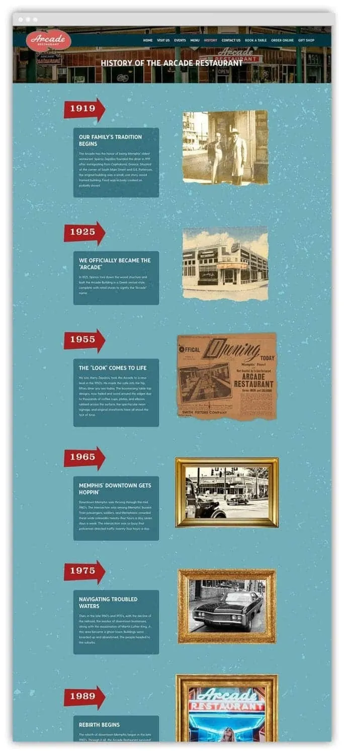 History timeline page