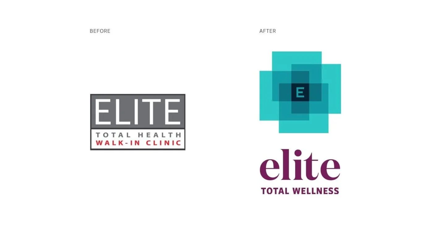 Logo before and after