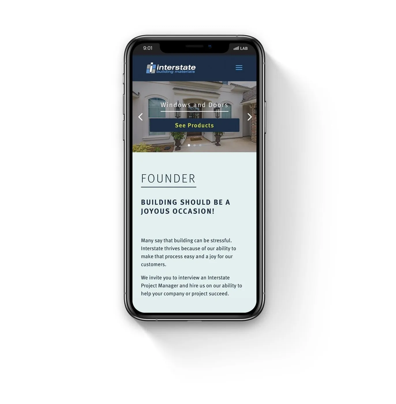 Homepage on a phone