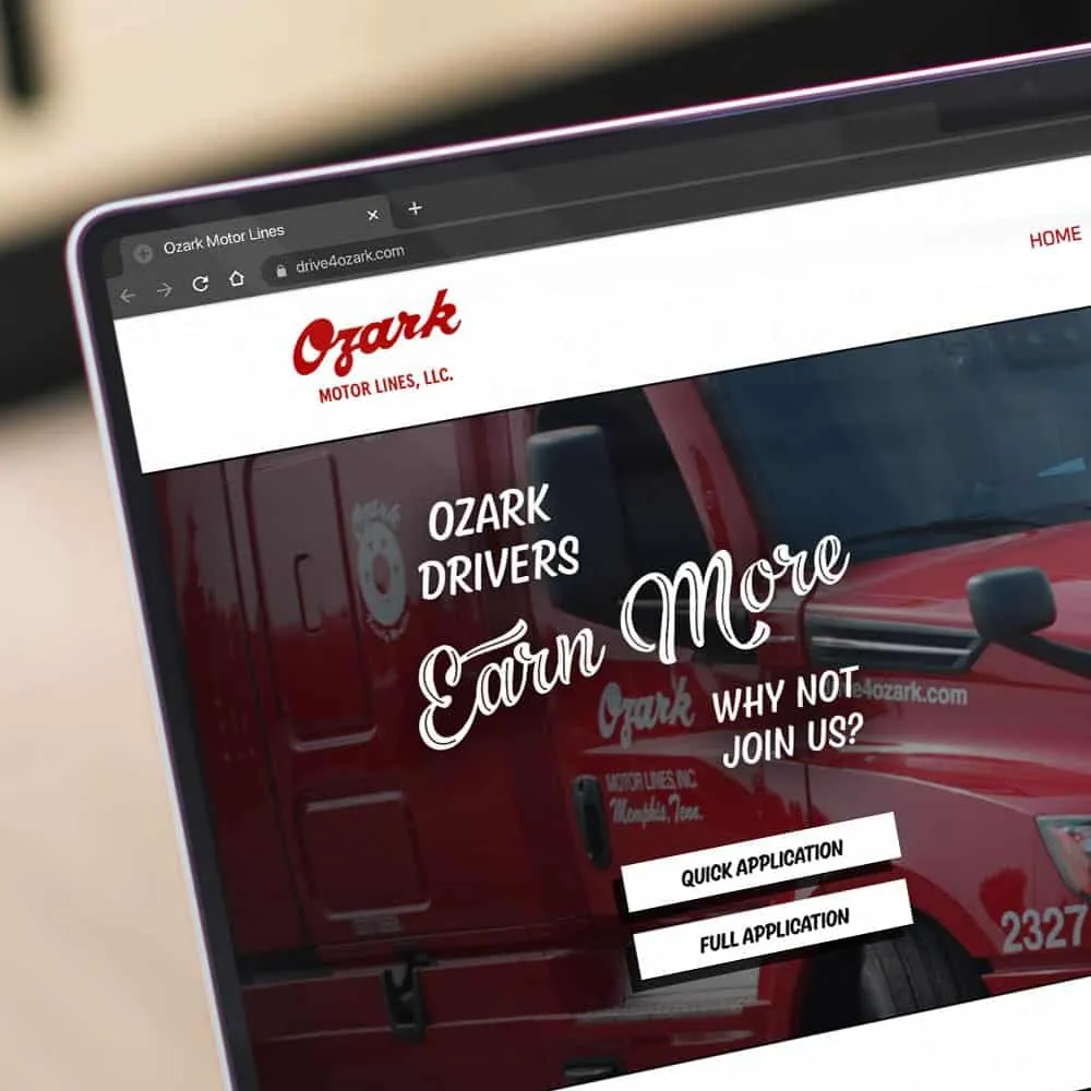 Website on a laptop