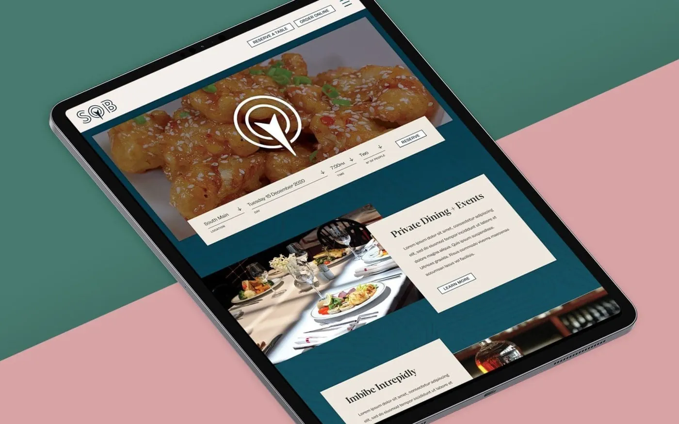 Website on a tablet