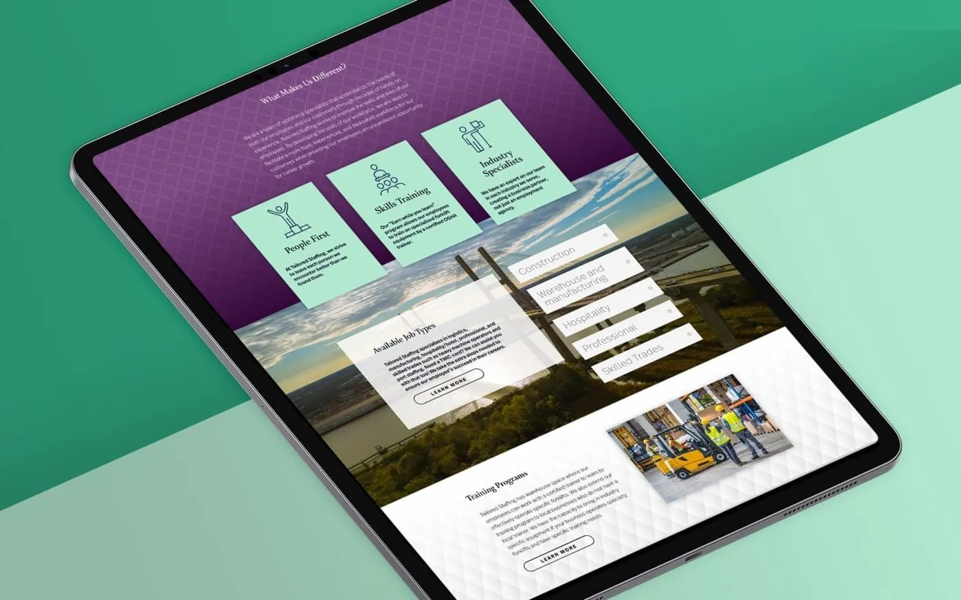 Website on a tablet