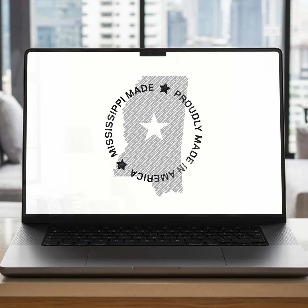 "Proudly Made in America" badge