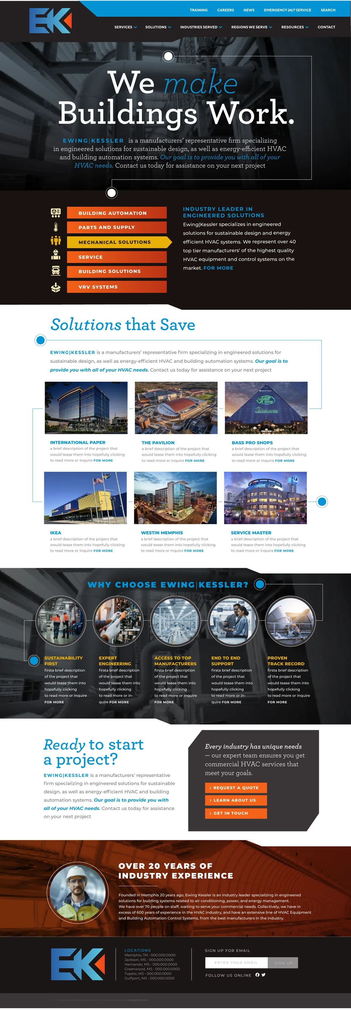 Homepage design for Ewing Kessler, shown in a desktop browser and on a phone